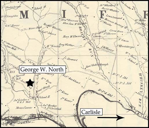 Map showing location of George North