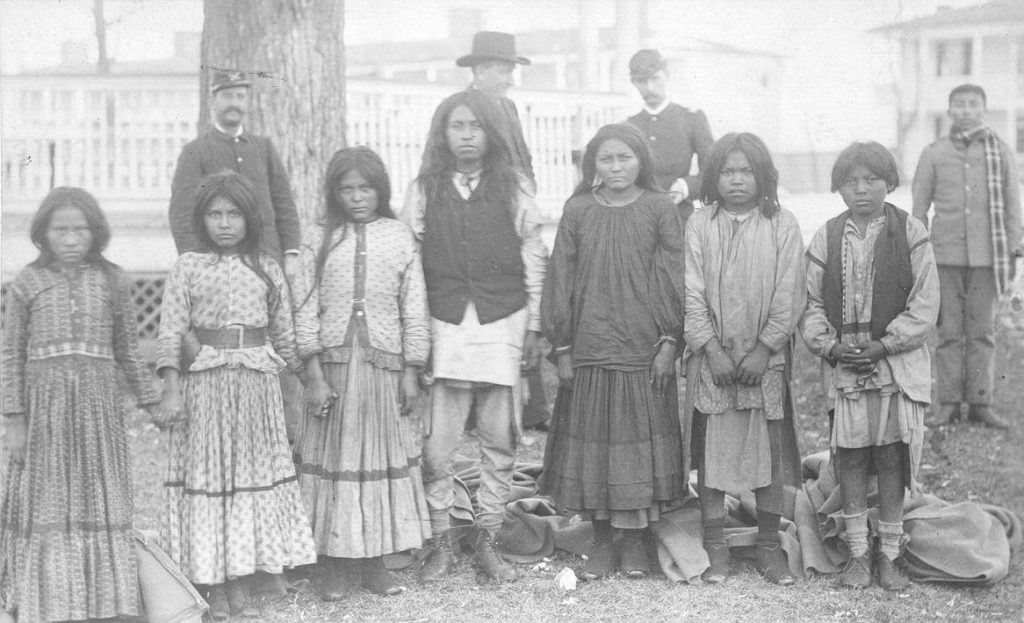 Group of Chiricahua Apaches as they arrived at the Carlisle Indian School